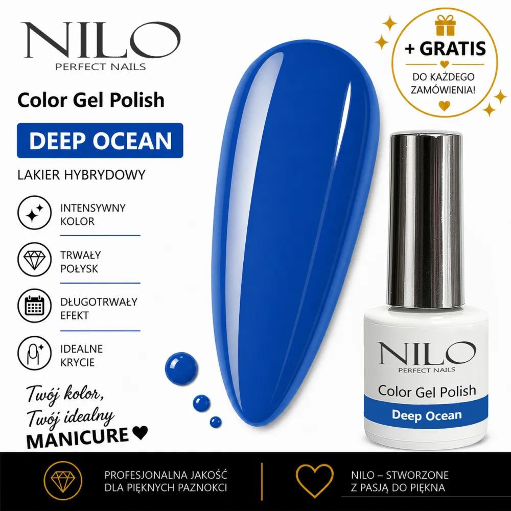 Lakier Hybrydowy Niebieski Deep Ocean no. 303 NILO Perfect Nails 10ml